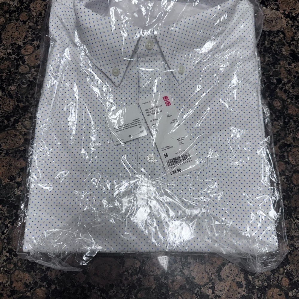 Uniqlo White Shirt with Blue Dots